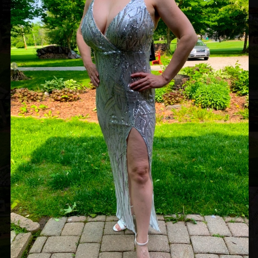 Silver Sequin NEW Prom Dress